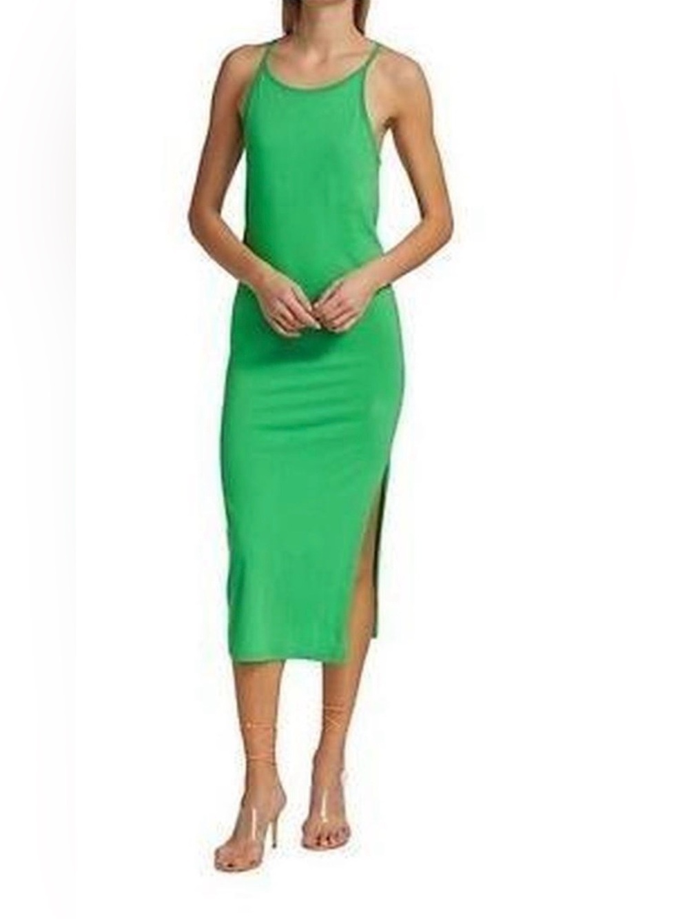 FRAME Grass Green Cami Tank Midi Dress Built In Shelf Bra NWT XS